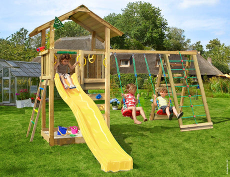 Leikkitorni Jungle Gym Sierra 2.1 ja 2 - Climb Module 220 ja keltainen liukumäki - KarelianStore