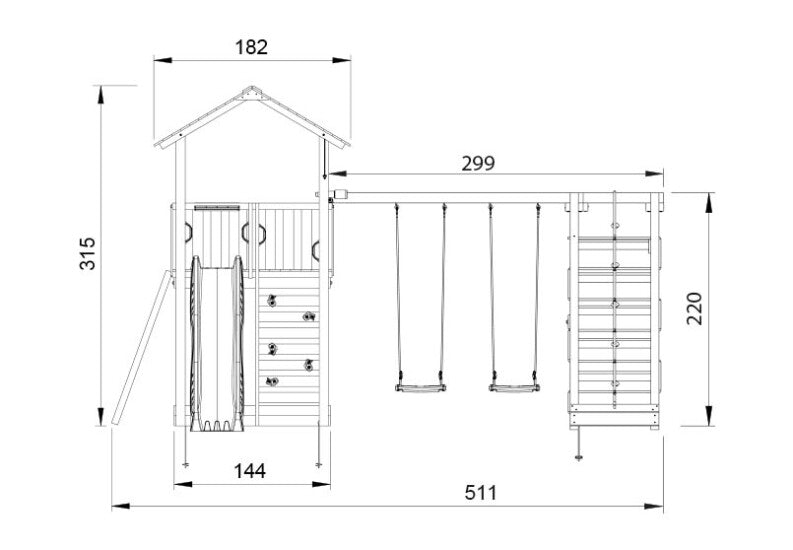 Leikkitorni Jungle Gym Sierra 2.1 ja 2 - Climb Module 220 ja liukumäki - KarelianStore
