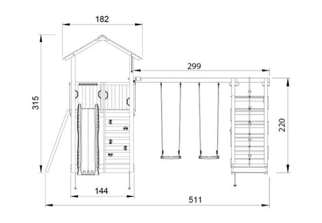 Leikkitorni Jungle Gym Sierra 2.1 ja 2 - Climb Module 220 ja liukumäki - KarelianStore