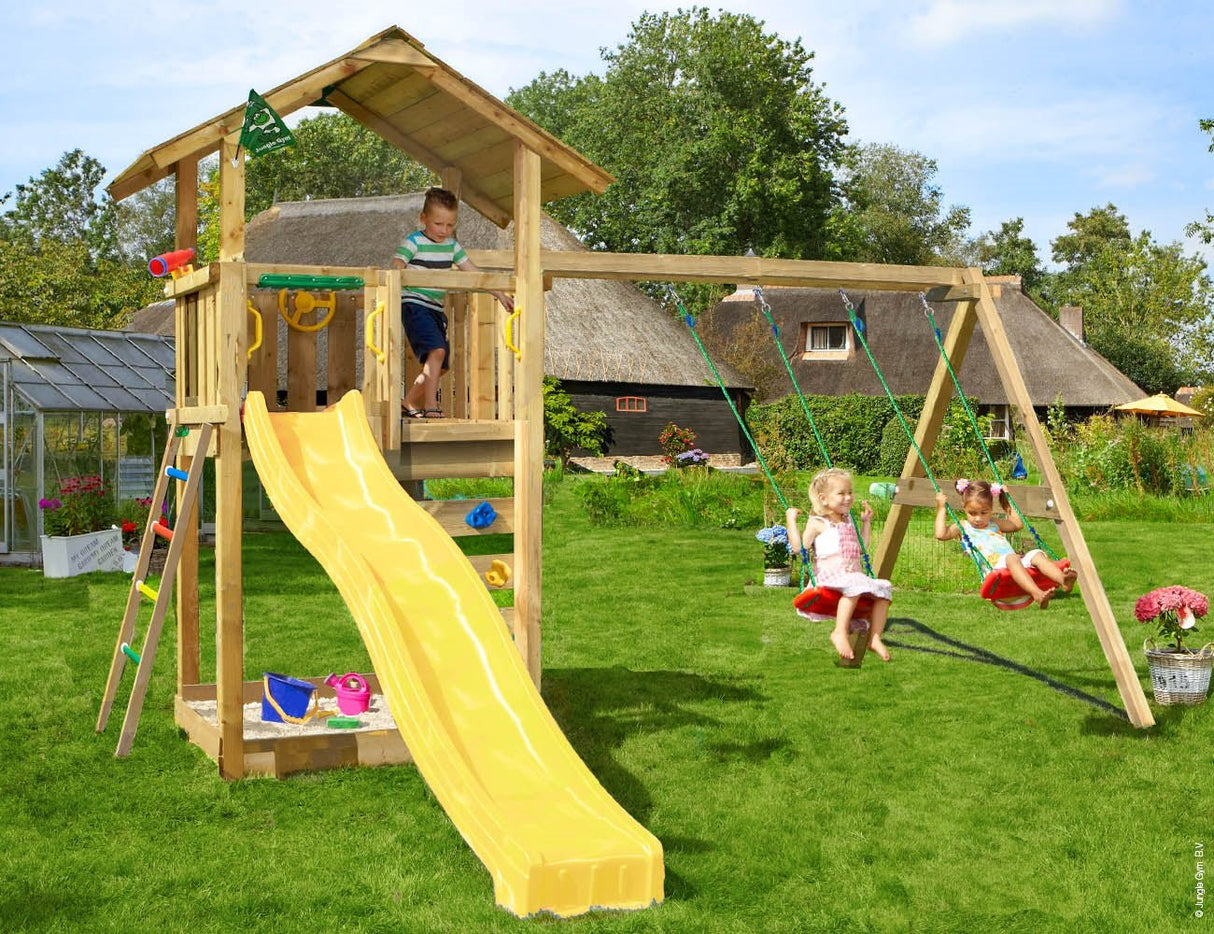 Leikkitorni Jungle Gym Sierra 2.1 ja 2 - Swing Module 220 ja keltainen liukumäki - KarelianStore
