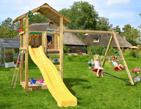 Leikkitorni Jungle Gym Sierra 2.1 ja 2 - Swing Module 220 ja keltainen liukumäki - KarelianStore