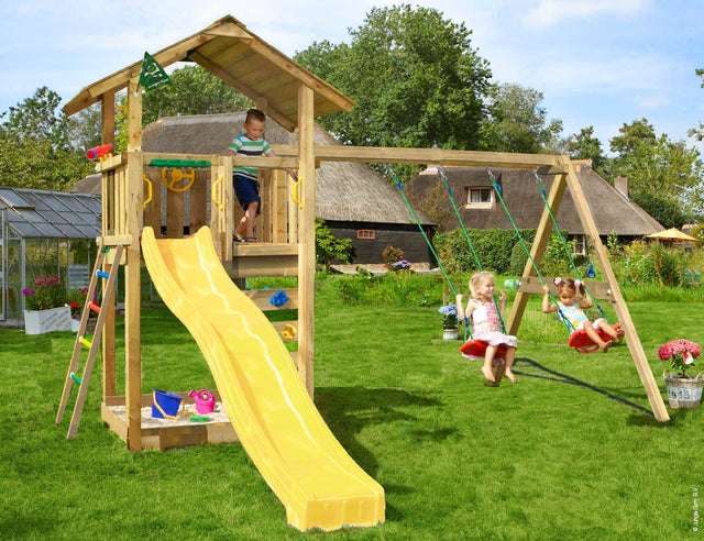 Leikkitorni Jungle Gym Sierra 2.1 ja 2 - Swing Module 220 ja keltainen liukumäki - KarelianStore