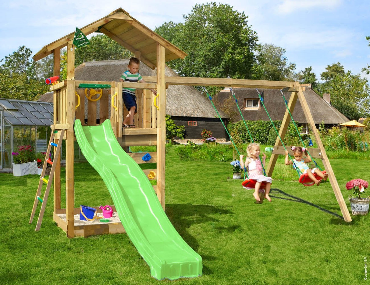Leikkitorni Jungle Gym Sierra 2.1 ja 2 - Swing Module 220 ja vihreä liukumäki - KarelianStore
