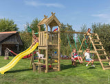 Leikkitorni Jungle Gym Teepee, 2 - Climb Module 200 ja keltainen liukumäki - KarelianStore