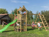 Leikkitorni Jungle Gym Teepee, 2 - Climb Module 200 ja vihreä liukumäki - KarelianStore