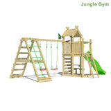 Leikkitorni Jungle Gym Teepee, 2 - Climb Module 200 ja vihreä liukumäki - KarelianStore