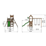 Leikkitorni Jungle Gym Teepee, 2 - Swing Module 200 ja keltainen liukumäki - KarelianStore