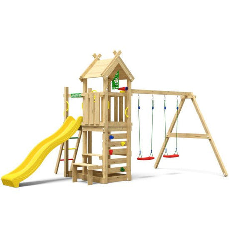 Leikkitorni Jungle Gym Teepee, 2 - Swing Module 200 ja keltainen liukumäki - KarelianStore