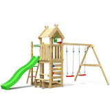Leikkitorni Jungle Gym Teepee, 2 - Swing Module 200 ja vihreä liukumäki - KarelianStore