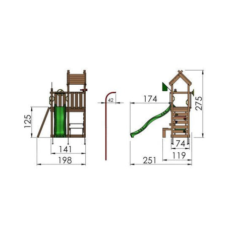 Leikkitorni Jungle Gym Teepee, keltainen liukumäki - KarelianStore