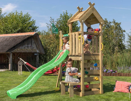 Leikkitorni Jungle Gym Teepee, vihreä liukumäki - KarelianStore