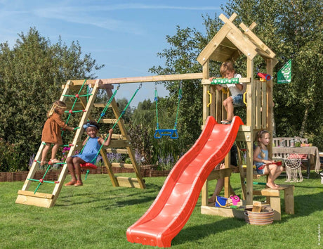Leikkitorni Jungle Gym Totem, 2 - Climb Module 200 ja punainen liukumäki - KarelianStore