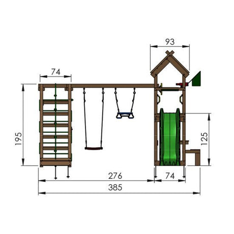Leikkitorni Jungle Gym Totem, 2 - Climb Module 200 ja punainen liukumäki - KarelianStore