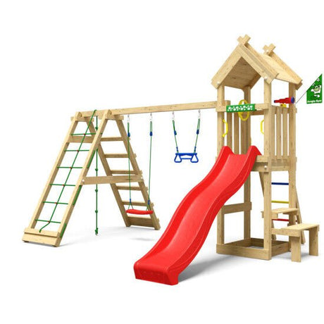 Leikkitorni Jungle Gym Totem, 2 - Climb Module 200 ja punainen liukumäki - KarelianStore