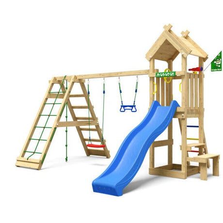 Leikkitorni Jungle Gym Totem, 2 - Climb Module 200 ja sininen liukumäki - KarelianStore