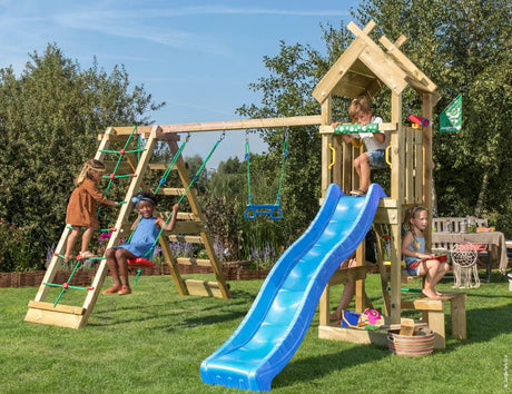 Leikkitorni Jungle Gym Totem, 2 - Climb Module 200 ja sininen liukumäki - KarelianStore