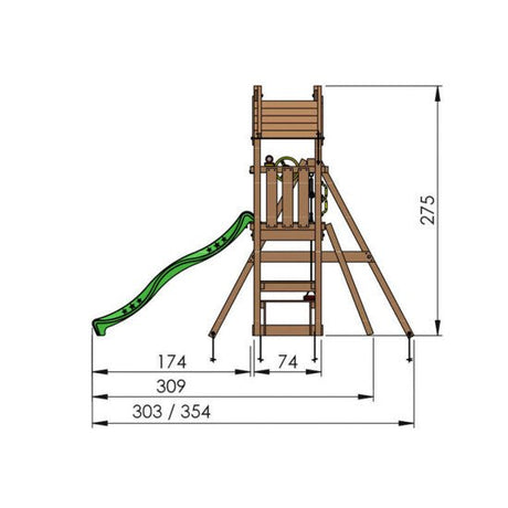Leikkitorni Jungle Gym Totem, 2 - Swing Module 200 ja punainen liukumäki - KarelianStore