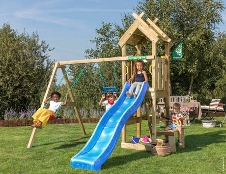 Leikkitorni Jungle Gym Totem, 2 - Swing Module 200 ja sininen liukumäki - KarelianStore