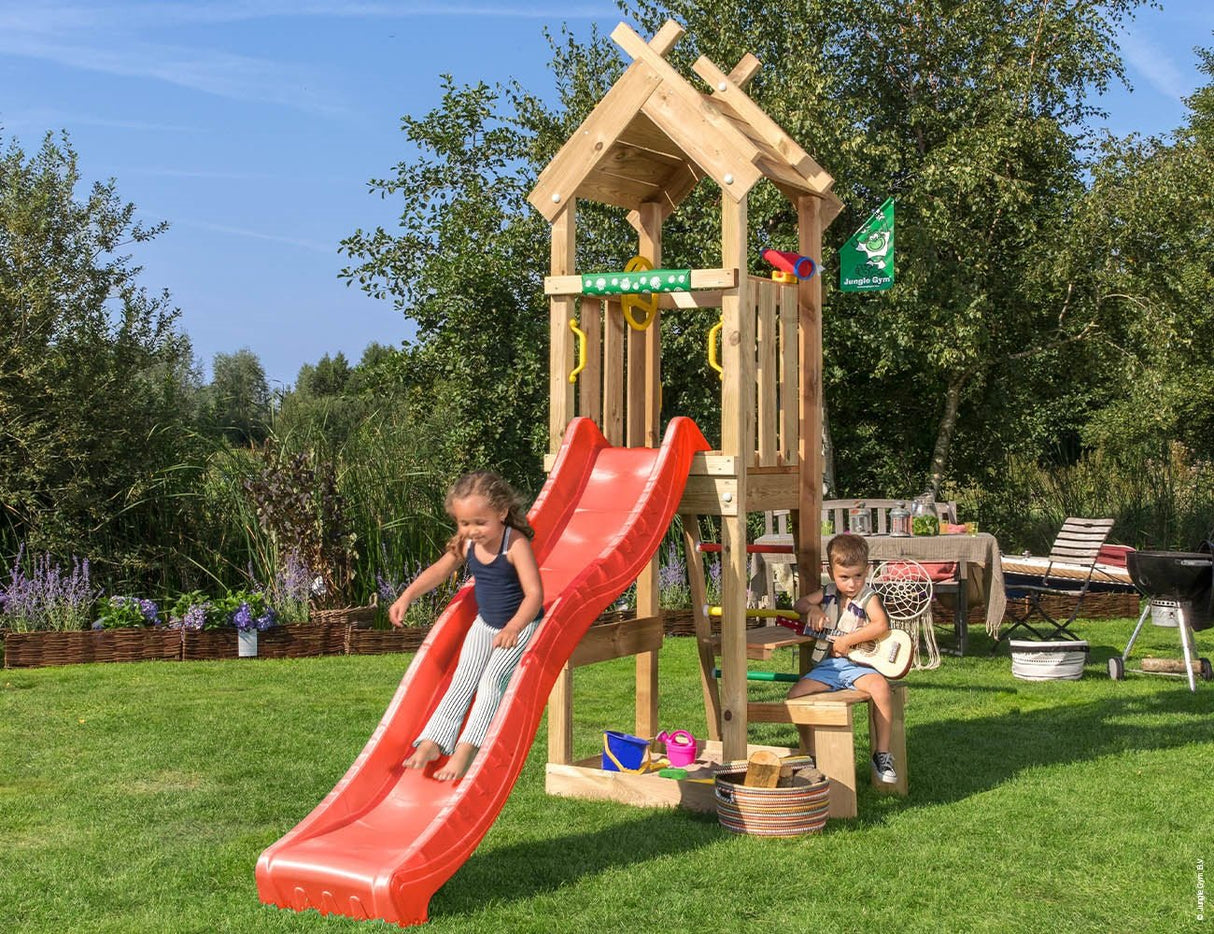 Leikkitorni Jungle Gym Totem, punainen liukumäki - KarelianStore