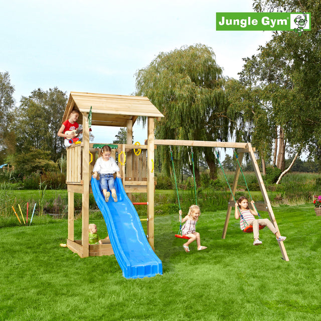 Leikkitornikokonaisuus Jungle Gym Casa 2.1 ja 2 - Swing Module 220 ja sininen liukumäki - KarelianStore