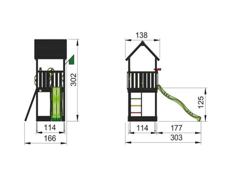 Leikkitornikokonaisuus Jungle Gym Club 2.1, mustaksi petsattu, ilman liukumäkeä - KarelianStore