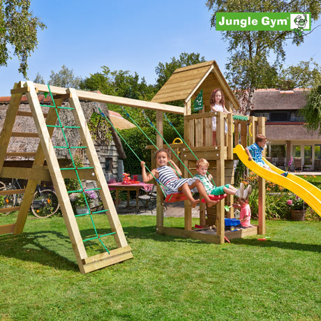 Leikkitornikokonaisuus Jungle Gym Cubby ja 2 - Climb Module 220 ja keltainen liukumäki - KarelianStore