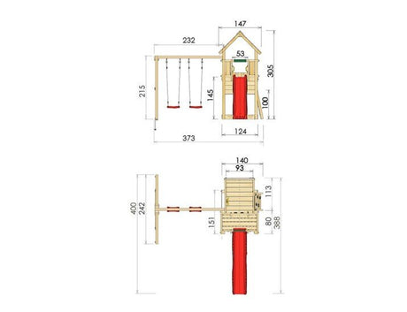 Leikkitornikokonaisuus Jungle Gym Cubby ja 2 - Swing Module 220 ilman liukumäkeä - KarelianStore