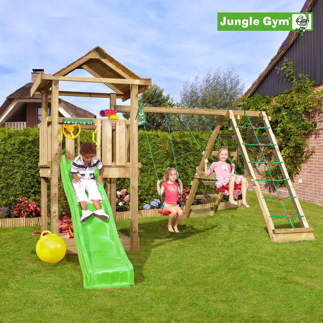 Leikkitornikokonaisuus Jungle Gym House 2.1 ja 2 - Climb Module 220 ja vihreä liukumäki - KarelianStore