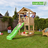 Leikkitornikokonaisuus Jungle Gym House 2.1 ja vihreä liukumäki - KarelianStore