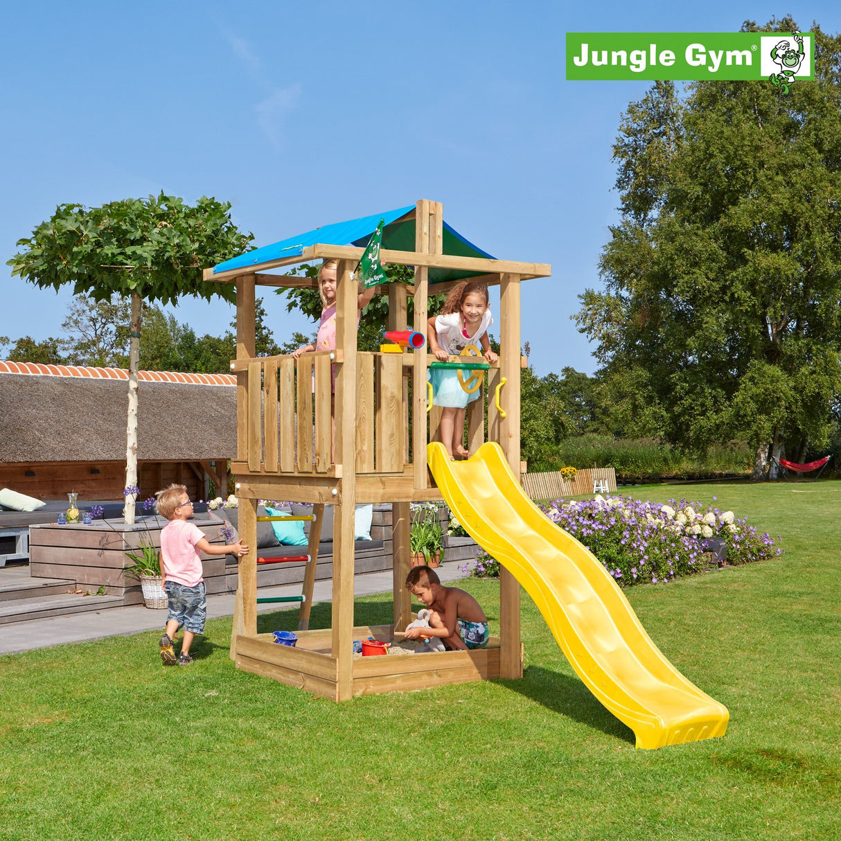 Leikkitornikokonaisuus Jungle Gym Hut 2.1 ilman liukumäkeä - KarelianStore