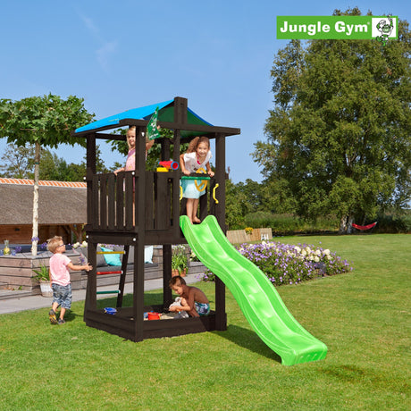 Leikkitornikokonaisuus Jungle Gym Hut 2.1, mustaksi petsattu, ilman liukumäkeä - KarelianStore