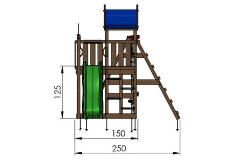 Leikkitornikokonaisuus Jungle Gym Nomad 2 - Climb Module 200 ja tummanvihreä liukumäki - KarelianStore