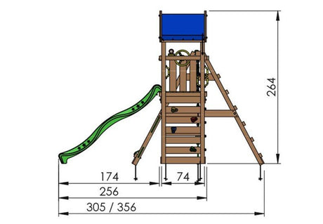 Leikkitornikokonaisuus Jungle Gym Patio 2 - Climb Module 200 ja vihreä liukumäki - KarelianStore