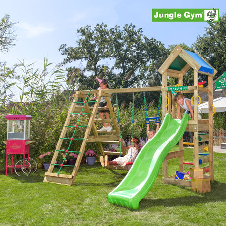 Leikkitornikokonaisuus Jungle Gym Patio 2 - Climb Module 200 ja vihreä liukumäki - KarelianStore