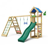 Leikkitornikokonaisuus Jungle Gym Patio 2 - Climb Module 200 ja vihreä liukumäki - KarelianStore