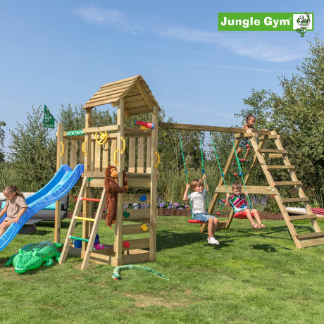 Leikkitornikokonaisuus Jungle Gym Safari 2 - Climb Module 200 ja sininen liukumäki - KarelianStore