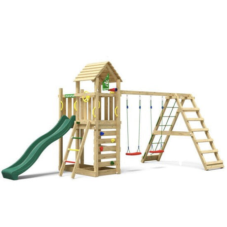 Leikkitornikokonaisuus Jungle Gym Safari 2 - Climb Module 200 ja tummanvihreä liukumäki - KarelianStore