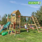 Leikkitornikokonaisuus Jungle Gym Safari 2 - Climb Module 200 ja tummanvihreä liukumäki - KarelianStore