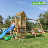 Leikkitornikokonaisuus Jungle Gym Safari 2 - Swing Module 200 ja sininen liukumäki - KarelianStore