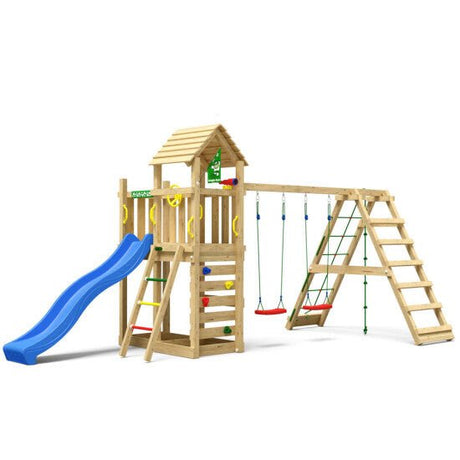 Leikkitornikokonaisuus Jungle Gym Safari 2 - Swing Module 200 ja tummanvihreä liukumäki - KarelianStore
