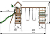 Leikkitornikokonaisuus Jungle Gym Safari 2 - Swing Module 200 ja tummanvihreä liukumäki - KarelianStore