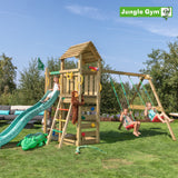 Leikkitornikokonaisuus Jungle Gym Safari 2 - Swing Module 200 ja tummanvihreä liukumäki - KarelianStore