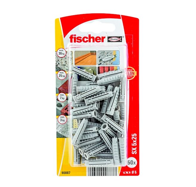 Nailontulppa Fischer SX 5x25 K NV 50 kpl - KarelianStore