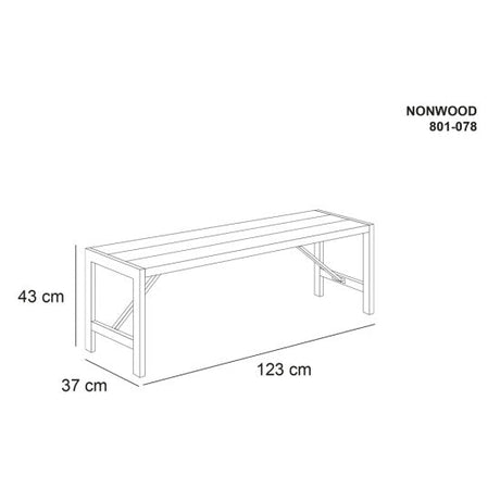 Penkki H - malli, 123 cm, antrasiitti non - wood ja galvanoitu runko HORTUS - KarelianStore