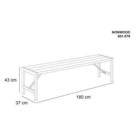 Penkki H - malli, 180 cm, antrasiitti non - wood ja galvanoitu runko HORTUS - KarelianStore
