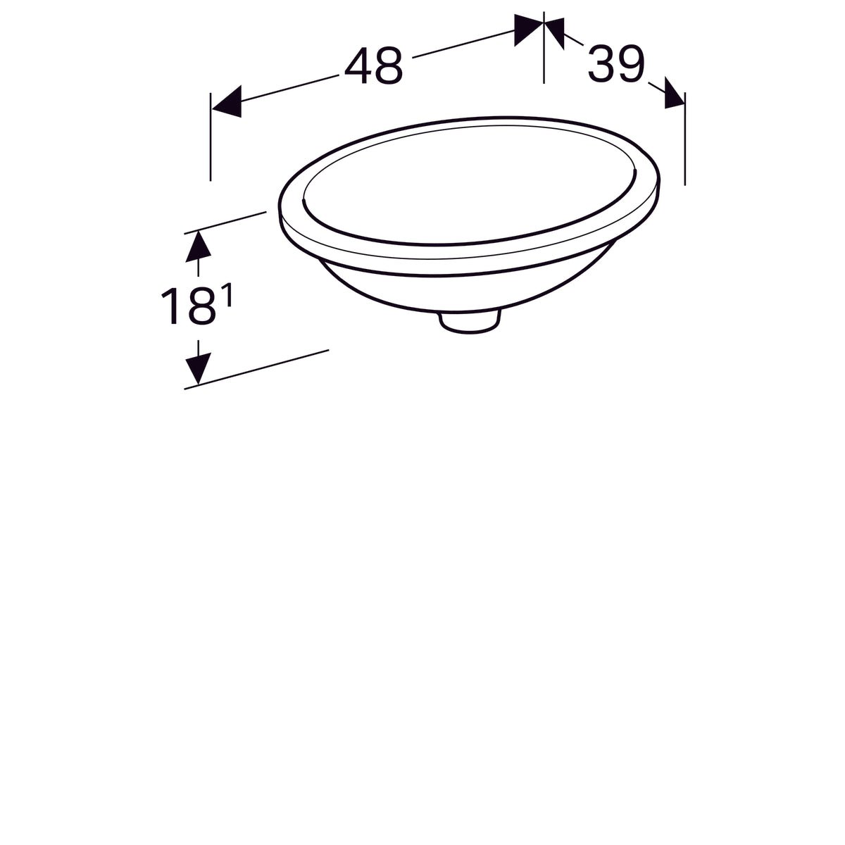 Pesuallas Geberit Variform 495x420x180 mm Tason Alle Ilman ylivuotoa - KarelianStore