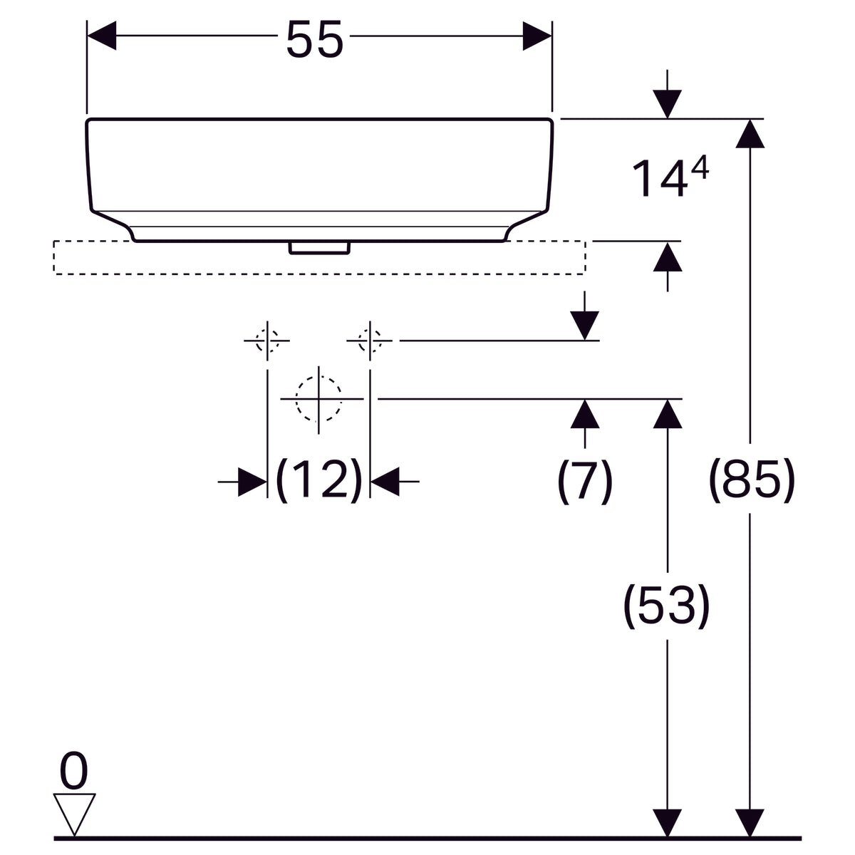Pesuallas Geberit Variform 550x400x158 mm Ilman ylivuotoa ja Hanareikää - KarelianStore