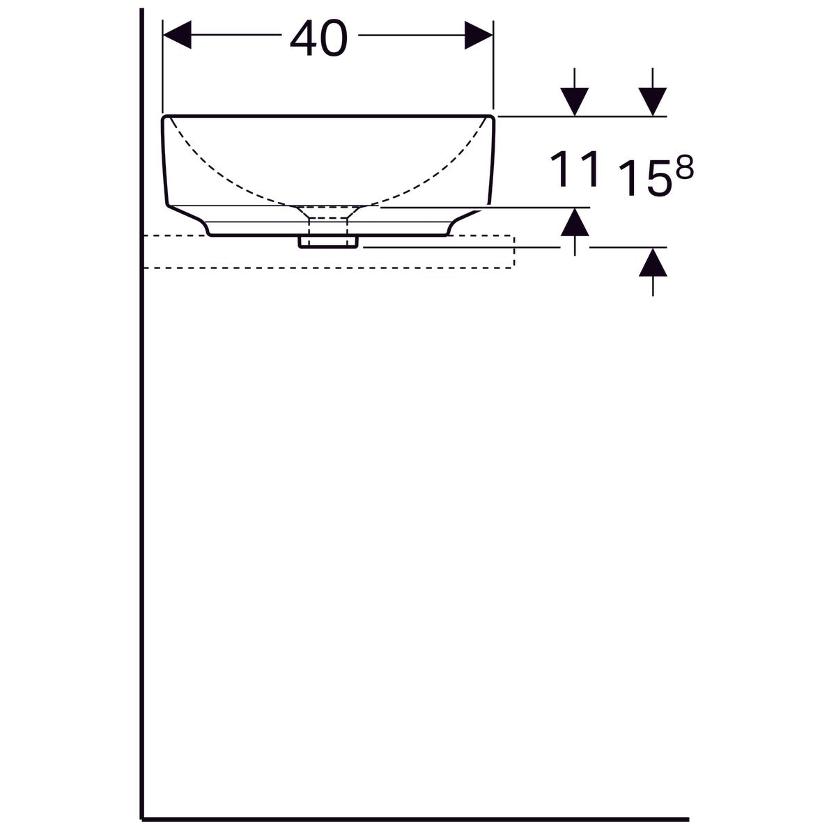 Pesuallas Geberit Variform 550x400x158 mm Ilman ylivuotoa ja Hanareikää - KarelianStore
