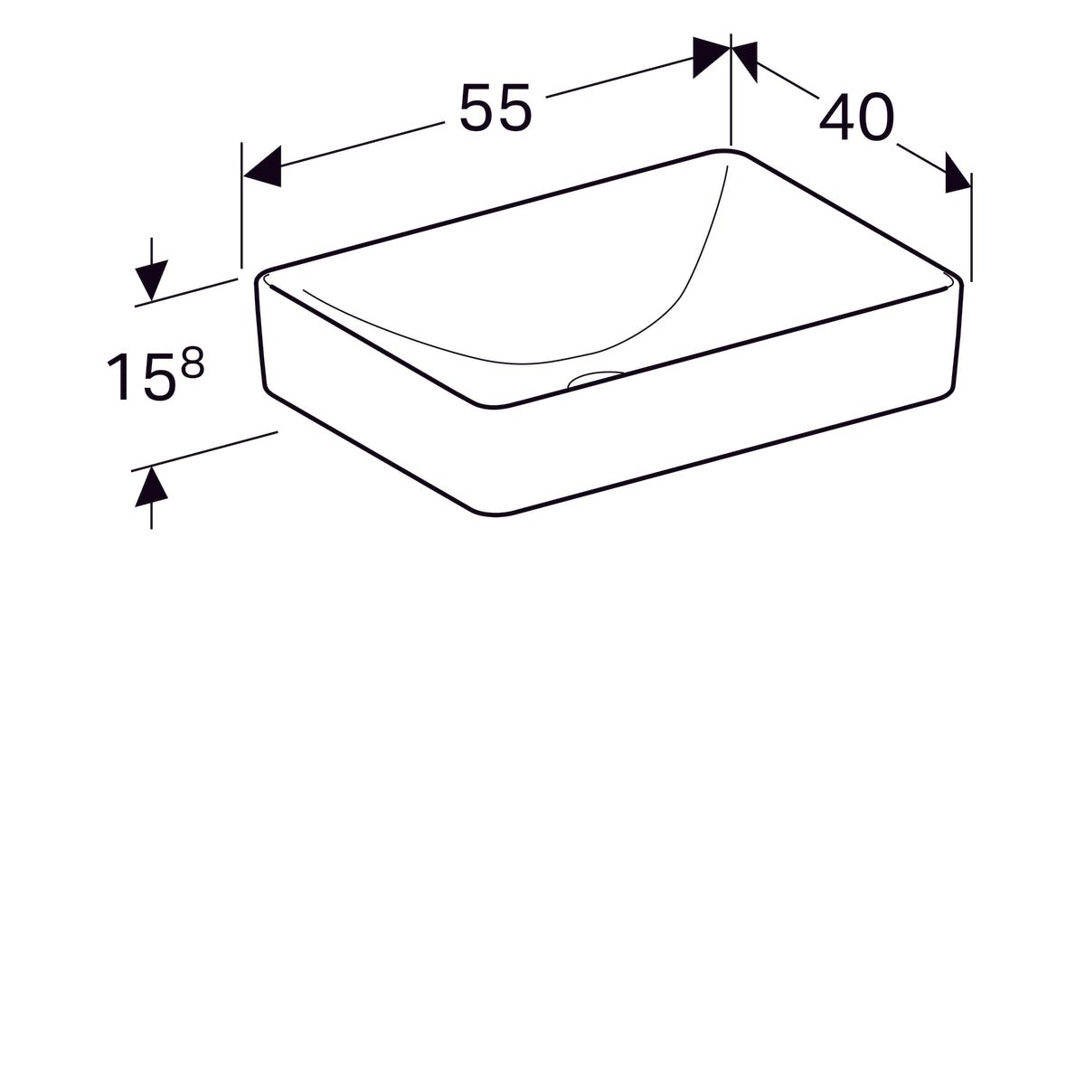 Pesuallas Geberit Variform 550x400x158 mm Ilman ylivuotoa ja Hanareikää - KarelianStore