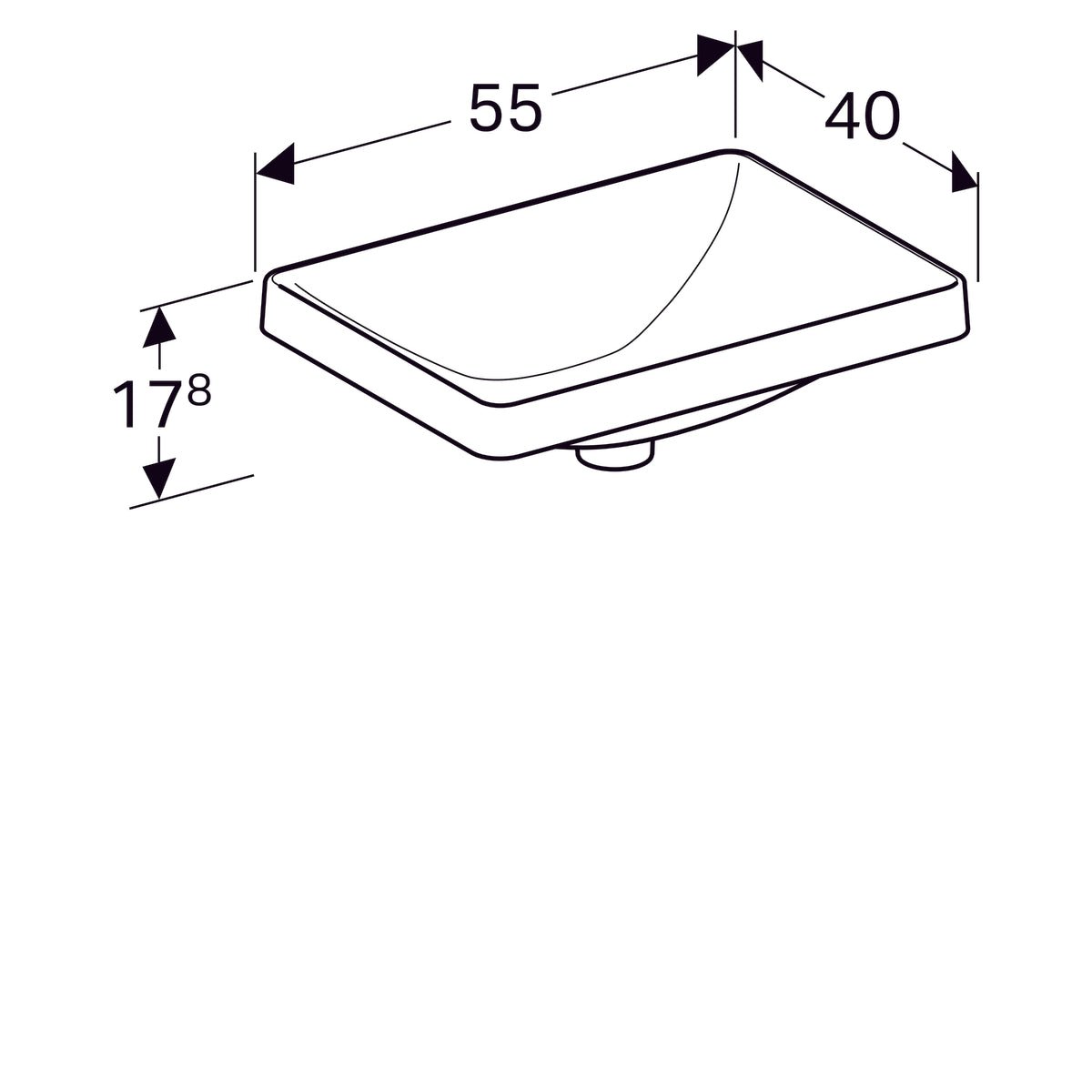 Pesuallas Geberit Variform 550x400x178 mm Ilman ylivuotoa ja hanareikää - KarelianStore